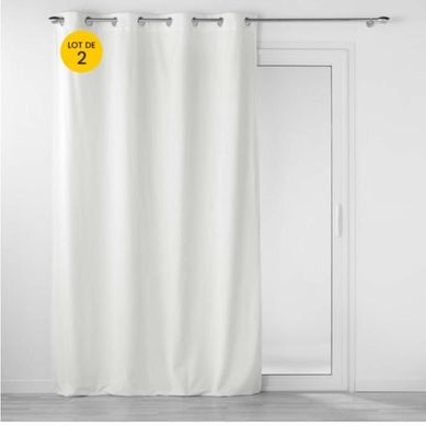 Lot De 2 Rideaux Tamisants À Oeillets 140 X 260 Cm – Velours Relief Velouriane Blanc