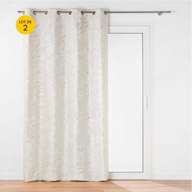 Lot De 2 Rideaux A Oeillets 140 X 260 Cm Velours Imprimé Métallisé Marius