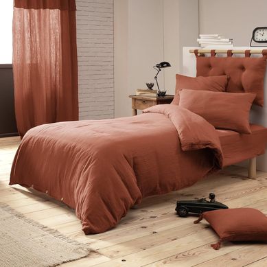 Housse De Couette En Percale De Coton DODO Influence - Brique, 80 Fils, Repassage Facile - Pour Lit Doux Et élégant - 7