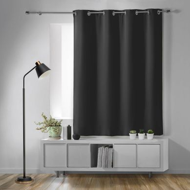 Rideau À Oeillets Occultant Uni Petite Hauteur 140 X 180 Cm - Noir