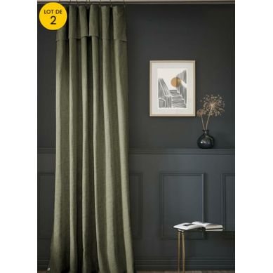 Lot De 2 Rideaux Ajustables Sixtine – 140 X 270 Cm – Coton Flammé – Thym