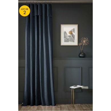 Lot De 2 Rideaux Ajustables Sixtine – 140 X 270 Cm – Coton Flammé – Minuit