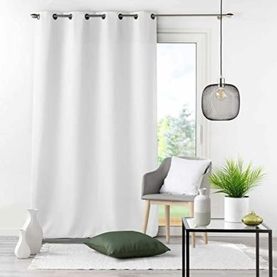 Lot De 4 Rideaux À Oeillets 140 X 260 Cm – Polyester Uni Essentiel – Blanc