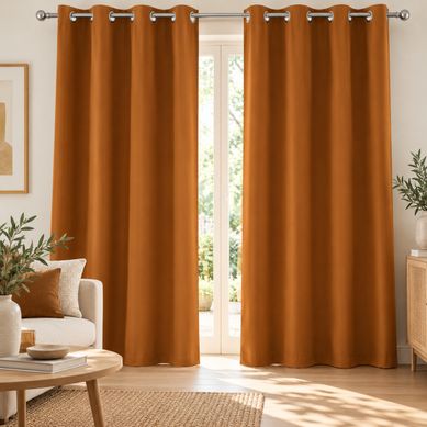 Rideau Obscurcissant À Oeillets 135 X 240 Cm – Lot De 2 – Uni Camel