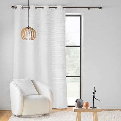 Rideau Tamisant En Velours Relief 140 X 260 Cm – Oeillets – Modèle Swingy Blanc
