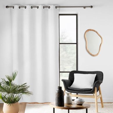 Rideau Tamisant À Oeillets 140 X 260 Cm – Velours Relief Texturé – Java Blanc