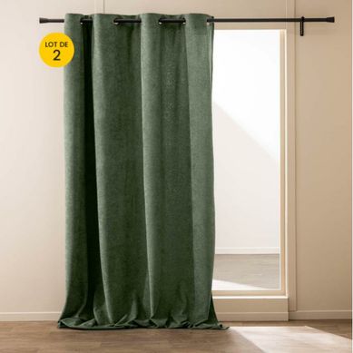 Lot De 2 Rideaux Tamisants À Oeillets 140 X 260 Cm – Bouclette Unie Winony – Coloris Cèdre