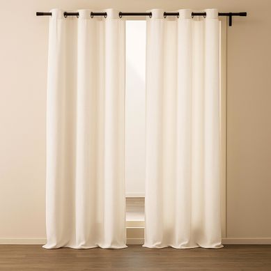 Lot De 2 Rideaux Tamisants À Oeillets 140 X 260 Cm – Bouclette Unie Winony – Coloris Naturel