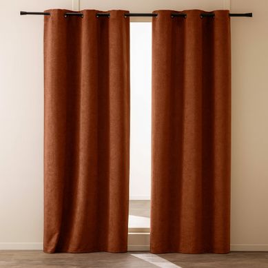 Lot De 2 Rideaux Tamisants À Oeillets 140 X 260 Cm – Bouclette Unie Winony –  Terracotta