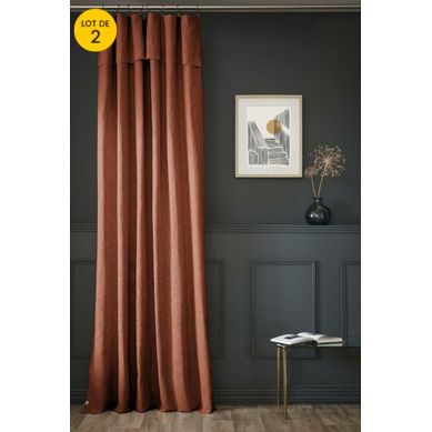 Lot De 2 Rideaux En Coton Ajustables Sixtine – Terracotta – 140 X 270 Cm