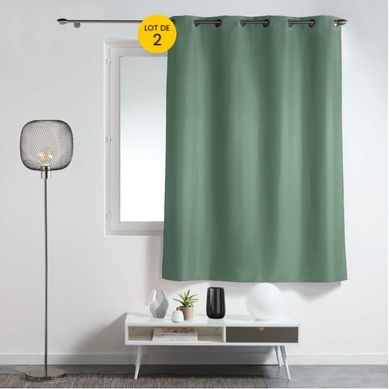 Lot De 2 Rideaux À Oeillets Petite Hauteur 140 X 180 Cm – Uni Epure – Cèdre
