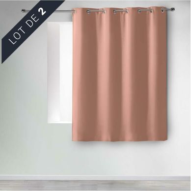 Lot De 2 Rideaux Occultants À Oeillets 135 X 180 Cm – Uni Blush – Petite Hauteur