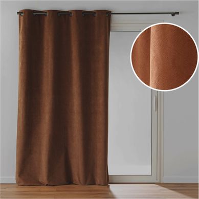 Rideau À Oeillets 140 X 260 Cm – Velours Texturé Léonie Camel – 100 % Occultant