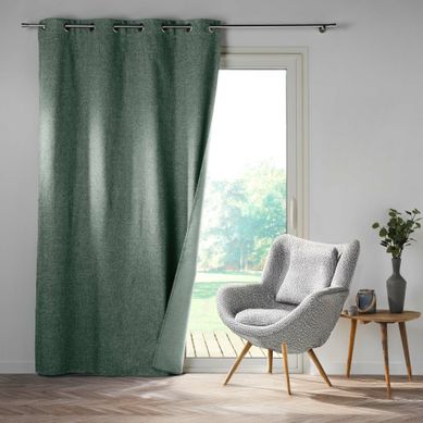 Rideau À Oeillets 140 X 260 Cm Nova – Chambray Uni Cèdre – 100 % Occultant