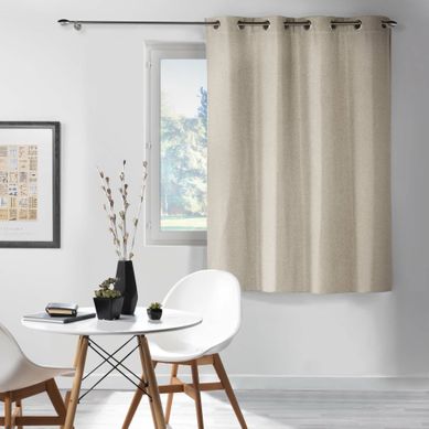 Rideau À Oeillets Occultant 135 X 180 Cm Chinéa Lin – Chambray Uni – Petite Hauteur