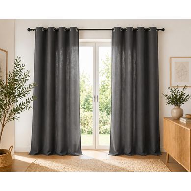 Lot De 2 Rideaux 100% Coton Prélavé 140 X 260 Cm – Kala Granit