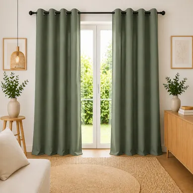 Lot De 2 Rideaux 100% Coton Prélavé 140 X 260 Cm – Kala Romarin Lot De 2 Rideaux 100% Coton Prélavé 140 X 260 Cm – Kala Romarin