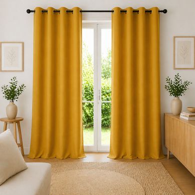 Lot De 2 Rideaux 100% Coton Prélavé 140 X 260 Cm – Kala Safran