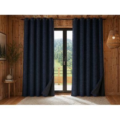 Lot De 2 Rideaux 140 X 240 Cm – Blackout Total et Thermique – Double Polaire – Marine