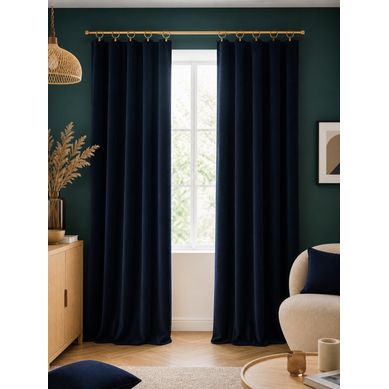 Lot De 2 Rideaux Velours Minuit 140 X 270 Cm Ajustables – Anneaux Pince – Coton épais – César