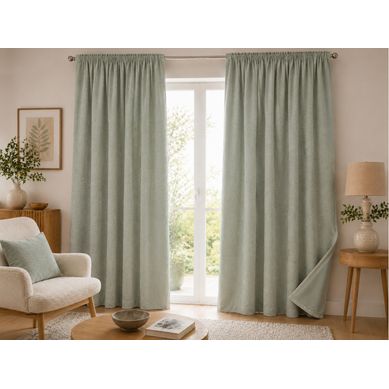 Lot De 2 Rideaux Blackout Eucalyptus 140 X 260 Cm – Occultant Polaire – Galon Fronceur