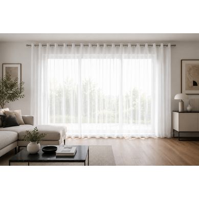 Voilage Grande Largeur Spécial Baie Vitrée 400 X 240 Cm Blanc Sablé