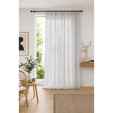 Rideau Ajustable Double Gaze De Coton 140 X 300 Cm Avec 8 Anneaux Pince Gaïa Nuage – Hauteur