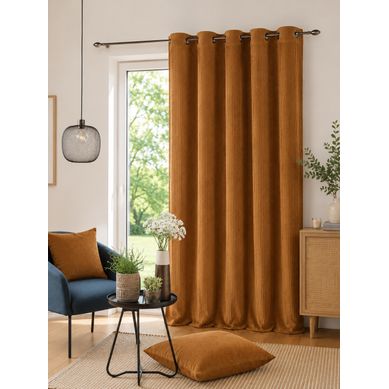 Rideau À Oeillets 140 X 260 Cm Velours Côtelé Tendance Camel