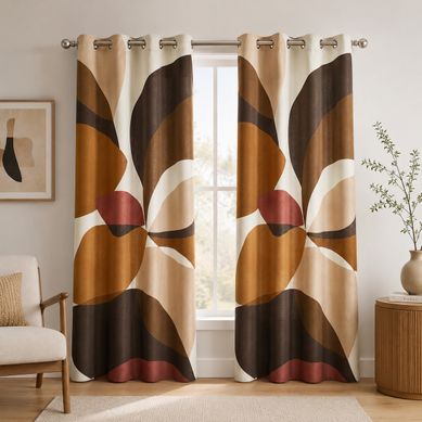 Lot De 2 Rideaux À Oeillets 140 X 260 Cm Coton/polyester Imprimé Mouna