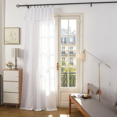 Rideau Ajustable 140 X 270 Cm + 8 Anneaux Pinces – Effet Lin Evasion Neige