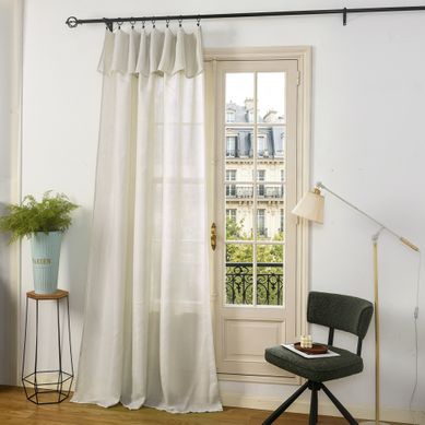 Rideau Ajustable 140 X 270 Cm + 8 Anneaux Pinces – Effet Lin Evasion Nuage