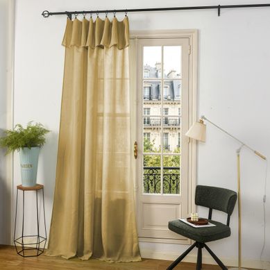 Rideau Ajustable 140 X 270 Cm + 8 Anneaux Pinces – Effet Lin Evasion Miel
