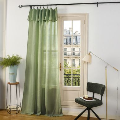 Rideau Ajustable 140 X 270 Cm + 8 Anneaux Pinces – Effet Lin Evasion Romarin