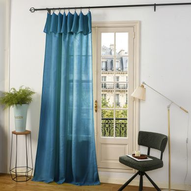 Rideau Ajustable 140 X 270 Cm + 8 Anneaux Pinces – Effet Lin Evasion Paon