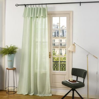 Rideau Ajustable 140 X 270 Cm + 8 Anneaux Pinces – Effet Lin Evasion Menthe