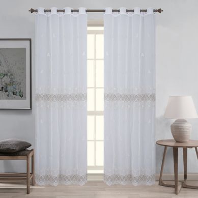 Paire De Voilages Macramé Pour Baie Vitrée - 140x240 Cm - Taupe