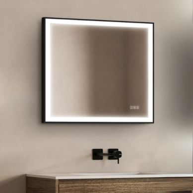 Miroir LED Rectangulaire Avec Cadre Alu Noir Veluna