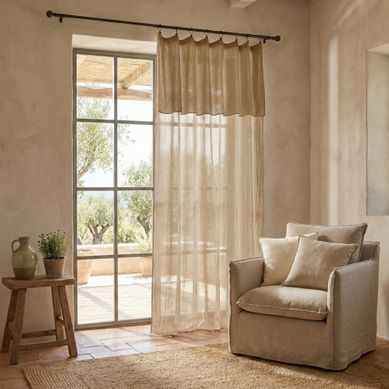 Rideau Ajustable 140x300 Cm Gaze De Coton Terra Ficelle