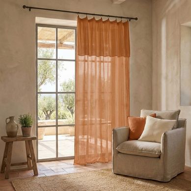 Rideau Ajustable 140x300 Cm Gaze De Coton Terra Abricot