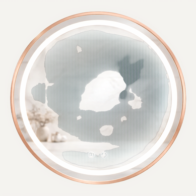 Miroir LED Rond - 60 X 60 Cm - Double Éclairage LED Façade Et Arrière - Or Rose - Célina