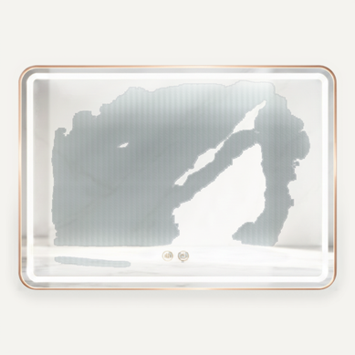 Miroir LED Rectangulaire - 80 X 60 Cm - Double Éclairage LED Façade Et Arrière - Or Rose - Valoria