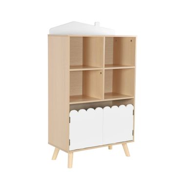 Meuble De Rangement Enfant - 4 étagères, 5 Espaces - Blanc - Sécurité Anti-basculement