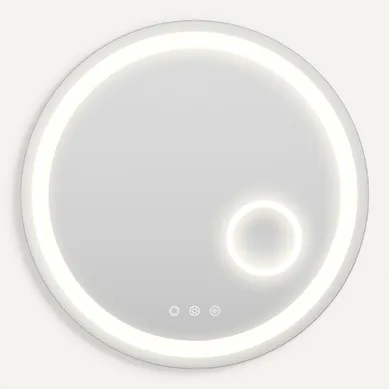 Miroir LED Lumineux Rond D.60 Cm (2100 Lms) Antibuée + Intensité Et Couleur Réglables - Aria