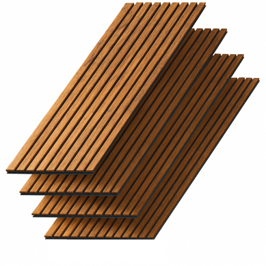 Lot De 4 Panneaux Décoratifs En Mdf 240x60 Cm - Teck