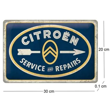 Plaque Décorative En Métal En Relief 30 X 20 Cm Citroën - Service