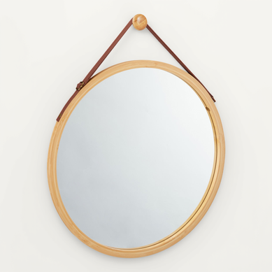 Miroir à Accrocher Rond Cadre Bambou