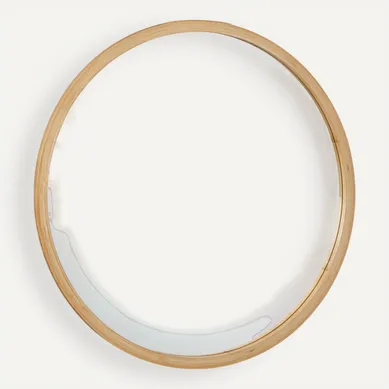 Miroir Mural Rond Avec Cadre En Bambou