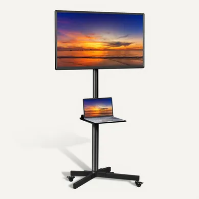 Support TV Roulant Pour Téléviseur De 23-60 Pouce Ecran, Hauteur Et Angle Réglable, Noir