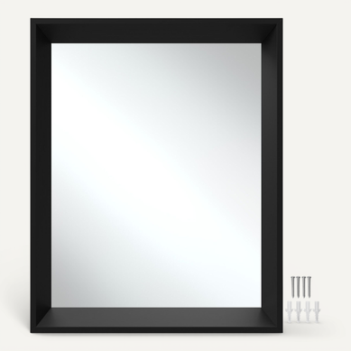 1 Miroir Mural Rectangulaire Elina En Verre Noir