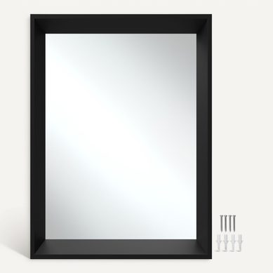 1 Miroir Mural Rectangulaire Elina En Verre Noir